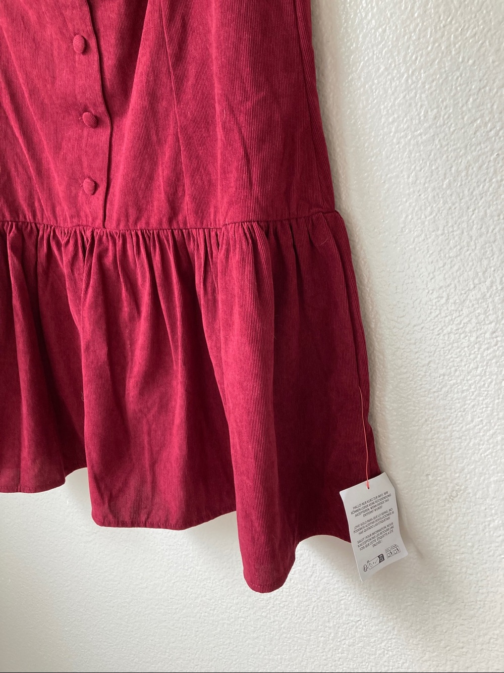 NWT ASOS design corduroy jumper drop waist button front dress sz 14 - Picture 4 of 8